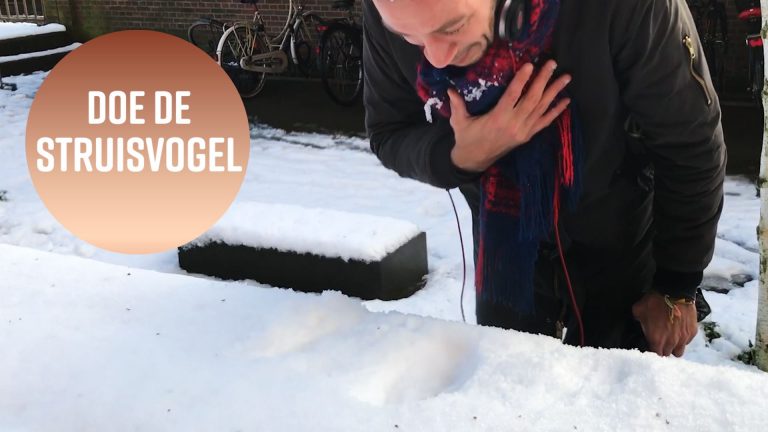 Je gezicht in de sneeuw duwen voor Instagram