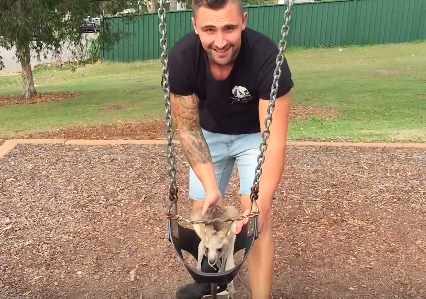 Bijzonder: man is beste vrienden met kangoeroe