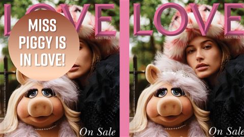 Doutzen Kroes poseert met Miss Piggy voor Love Magazine