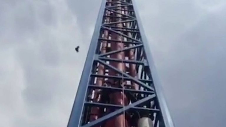 Walibi attractie Space Shot schiet vogel uit de lucht