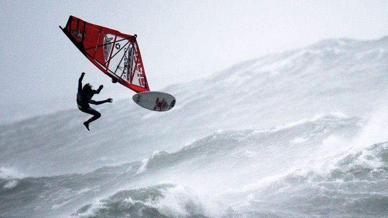 Windsurfen tijdens een orkaan